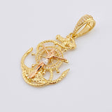 Dije Ancla Timón Cristo 6gr / 4.6cm / Tres Oros 18K *