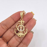 Dije Ancla Timón Cristo 6gr / 4.6cm / Tres Oros 18K *
