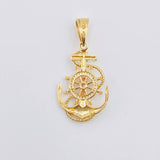 Dije Ancla Timón Cristo 6gr / 4.6cm / Tres Oros 18K *