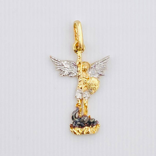 Dije San Miguel 1.7gr / 2.8cm / Dos Oros Amarillo Blanco 18K ©