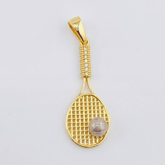Dije Raqueta 3.4gr / 4cm / Dos Oros Amarillo Blanco 18K