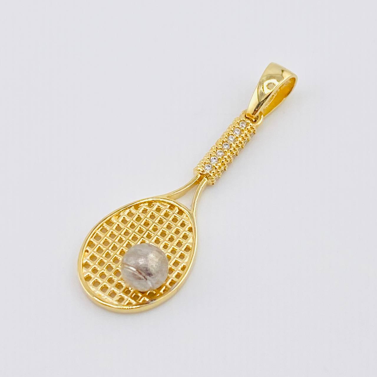 Dije Raqueta 3.4gr / 4cm / Dos Oros Amarillo Blanco 18K