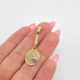 Dije Raqueta 3.4gr / 4cm / Dos Oros Amarillo Blanco 18K