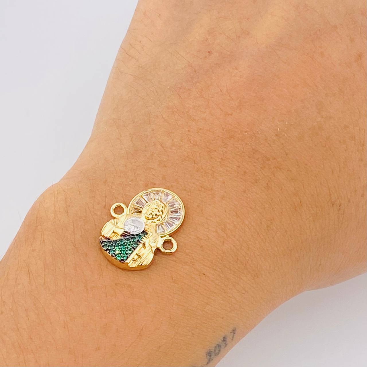 Herraje San Judas Tadeo 2.7gr / 1.7cm / Dos Oros Amarillo Blanco 18K