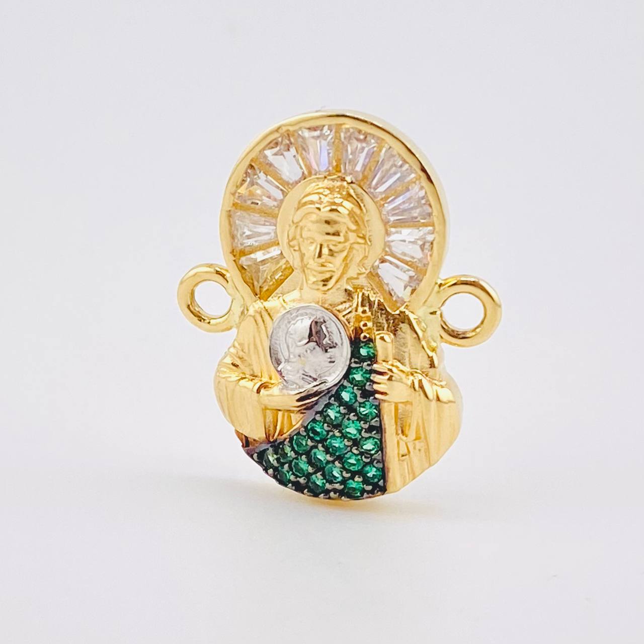 Herraje San Judas Tadeo 2.7gr / 1.7cm / Dos Oros Amarillo Blanco 18K