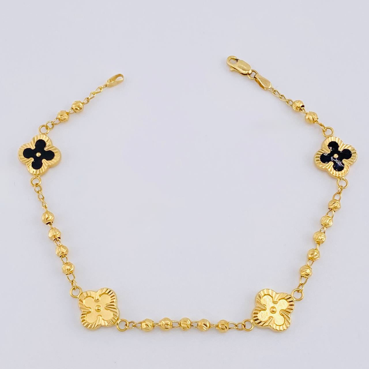 Pulso Militar Trebol Doble Faz 4.3 g / 19.2 cm / 3 mm Oro Amarillo 18K