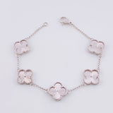 Pulso Trebol Diamantado 12.4g / 19cm / 14mm Oro Blanco 18K