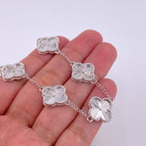 Pulso Trebol Diamantado 12.4g / 19cm / 14mm Oro Blanco 18K