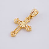 Dije Cruz Trebol Diamantado 1.1g / 2.4cm Oro Amarillo 18K