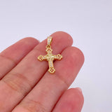 Dije Cruz Trebol Diamantado 1.1g / 2.4cm Oro Amarillo 18K