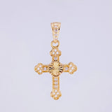Dije Cruz Trebol Diamantado 1.1g / 2.4cm Oro Amarillo 18K