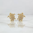 Topos Tortuga 3.05gr / 1.4cm / Circones Blancos Broche Mariposa Oro Amarillo 18K