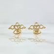 Topos Angel Silueta Corazón 2gr / 1.1cm / Circones Blancos Broche Mariposa Oro Amarillo 18K