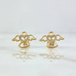 Topos Angel Silueta Corazón 2gr / 1.1cm / Circones Blancos Broche Mariposa Oro Amarillo 18K *