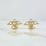 Topos Angel Silueta Corazón 2gr / 1.1cm / Circones Blancos Broche Mariposa Oro Amarillo 18K *