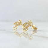 Topos Angel Silueta Corazón 2gr / 1.1cm / Circones Blancos Broche Mariposa Oro Amarillo 18K *