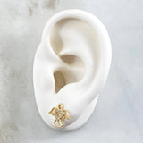 Topos Angel Silueta Corazón 2gr / 1.1cm / Circones Blancos Broche Mariposa Oro Amarillo 18K *