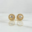 Topos Circulo Halo 1.95gr / 8mm Circones Blancos Broche Mariposa Oro Amarillo 18K