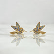 Topos Colibri 2.05gr / 9mm Circones Azules Broche Mariposa Oro Amarillo 18K