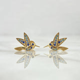 Topos Colibri 2.05gr / 9mm Circones Azules Broche Mariposa Oro Amarillo 18K