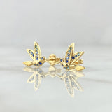 Topos Colibri 2.15gr / 1cm / Broche Mariposa Circones Azules Oro Amarillo 18K ©