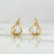 Topos Gota Basteado 2.65gr / 1.5cm / Circones Blancos Broche Mariposa Oro Amarillo 18K