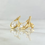 Topos Gota Basteado 2.65gr / 1.5cm / Circones Blancos Broche Mariposa Oro Amarillo 18K