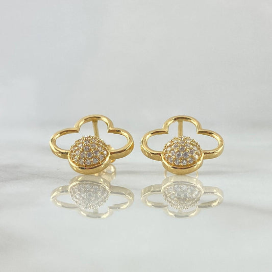 Topos Nube Esferica 2.3gr / 1.5cm / Circones Blancos Broche Mariposa Oro Amarillo 18K