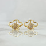 Topos Nube Esferica 2.3gr / 1.5cm / Circones Blancos Broche Mariposa Oro Amarillo 18K