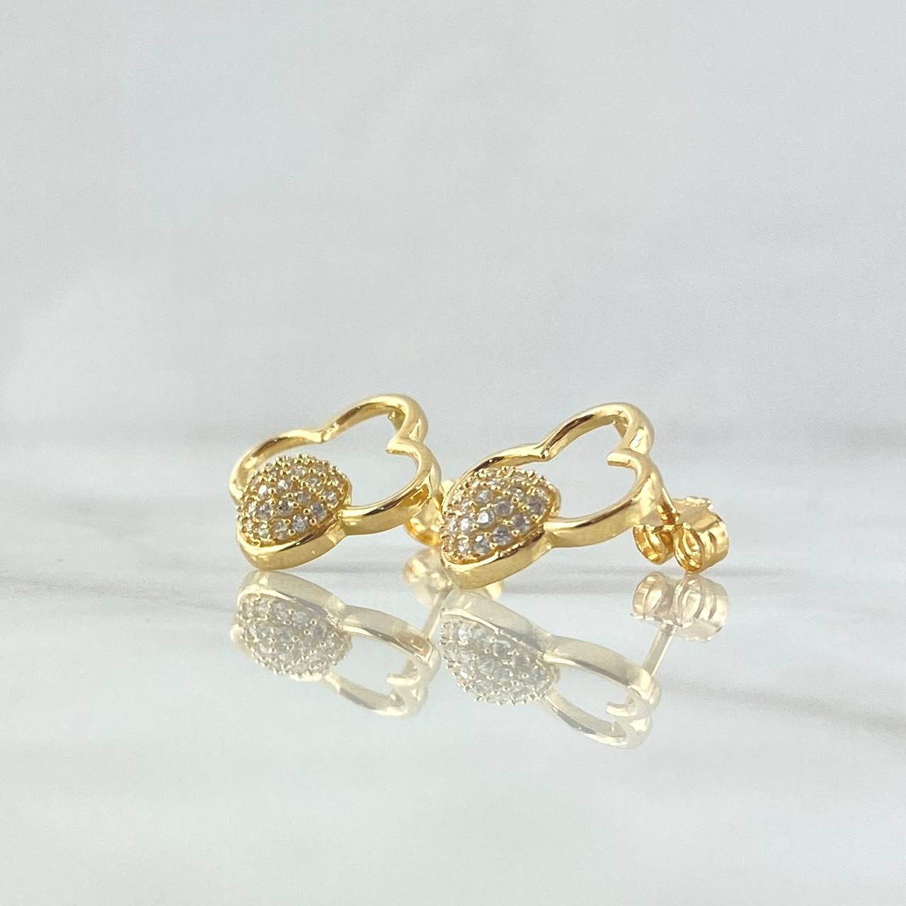 Topos Nube Esferica 2.3gr / 1.5cm / Circones Blancos Broche Mariposa Oro Amarillo 18K