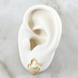 Topos Nube Esferica 2.3gr / 1.5cm / Circones Blancos Broche Mariposa Oro Amarillo 18K