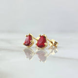Topos Gota 1.5gr / 7mm Circon Escarlata Broche Mariposa Oro Amarillo 18K
