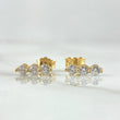 Topos Hilera Triple 1.2gr / 9mm Circones Blancos Broche Mariposa Oro Amarillo 18K