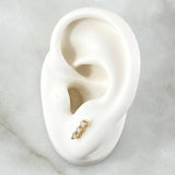 Topos Hilera Triple 1.2gr / 9mm Circones Blancos Broche Mariposa Oro Amarillo 18K