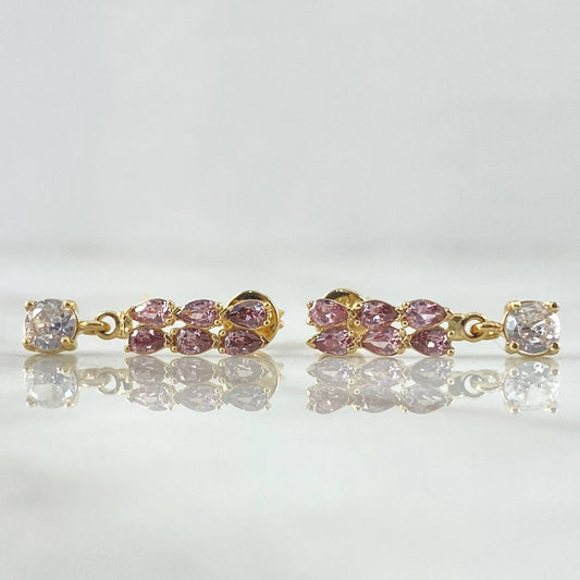 Topos Trigal Colgante 2.45gr / 2cm / Circones Lilas Blancos Broche Mariposa Oro Amarillo 18K