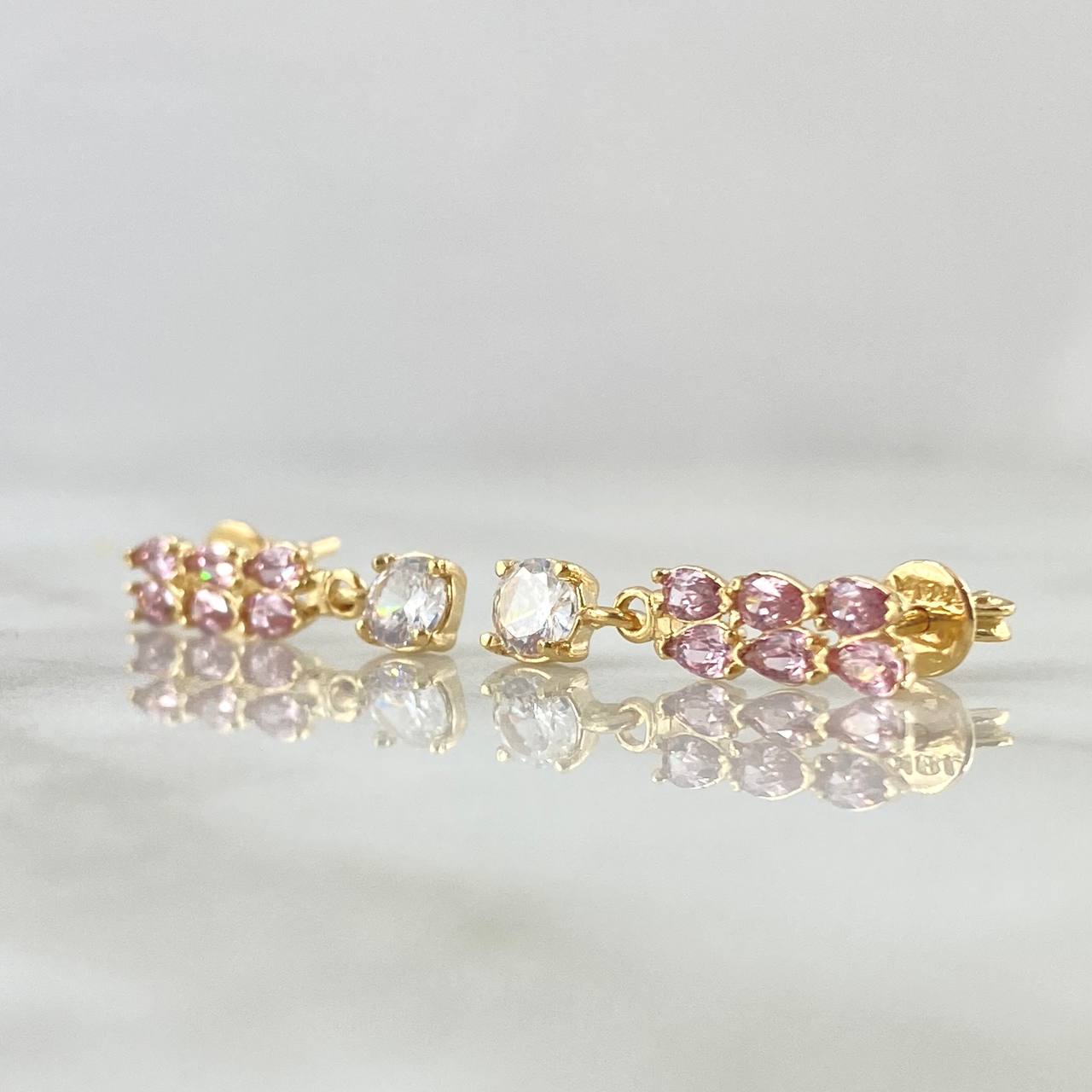 Topos Trigal Colgante 2.45gr / 2cm / Circones Lilas Blancos Broche Mariposa Oro Amarillo 18K