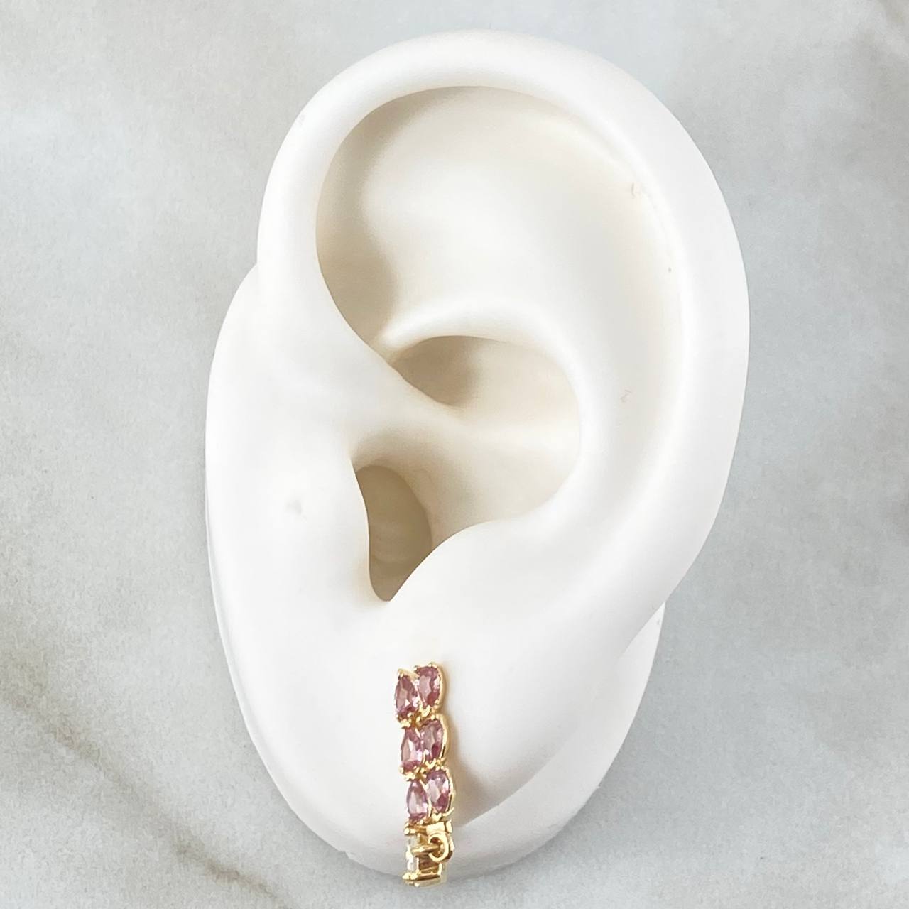 Topos Trigal Colgante 2.45gr / 2cm / Circones Lilas Blancos Broche Mariposa Oro Amarillo 18K