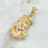 Dije Rostro de Jesús 19.5gr / 2.8cm-6cm / Circones Blancos Oro Amarillo 18K ©