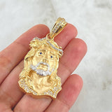 Dije Rostro de Jesús 19.5gr / 2.8cm-6cm / Circones Blancos Oro Amarillo 18K ©