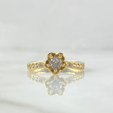 Anillo Flor Tulipan 2.75gr / T7 3/4 / Circones Blancos Oro Amarillo 18K *