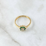 Anillo Flor Octopetala 2.1gr / T5 3/4 / Circones Verdes Blanco Oro Amarillo 18K *