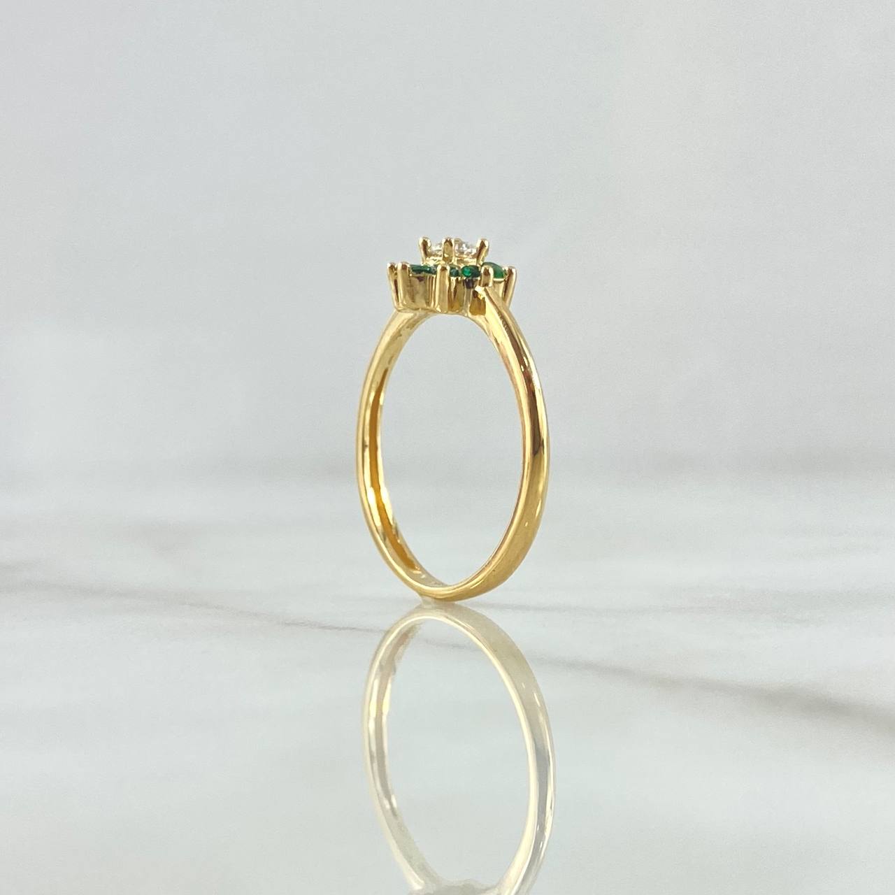 Anillo Flor Octopetala 2.1gr / T5 3/4 / Circones Verdes Blanco Oro Amarillo 18K *