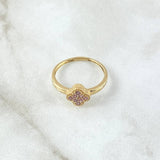 Anillo Treból Tupido 1.8gr / T5 3/4 / Circones Lilas Oro Amarillo 18K *