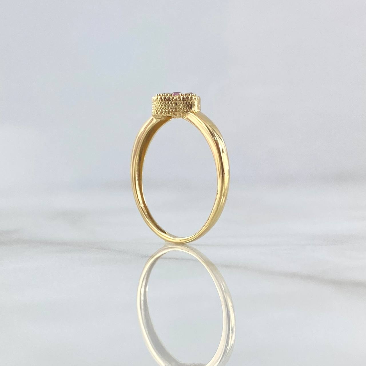 Anillo Treból Tupido 1.8gr / T5 3/4 / Circones Lilas Oro Amarillo 18K *