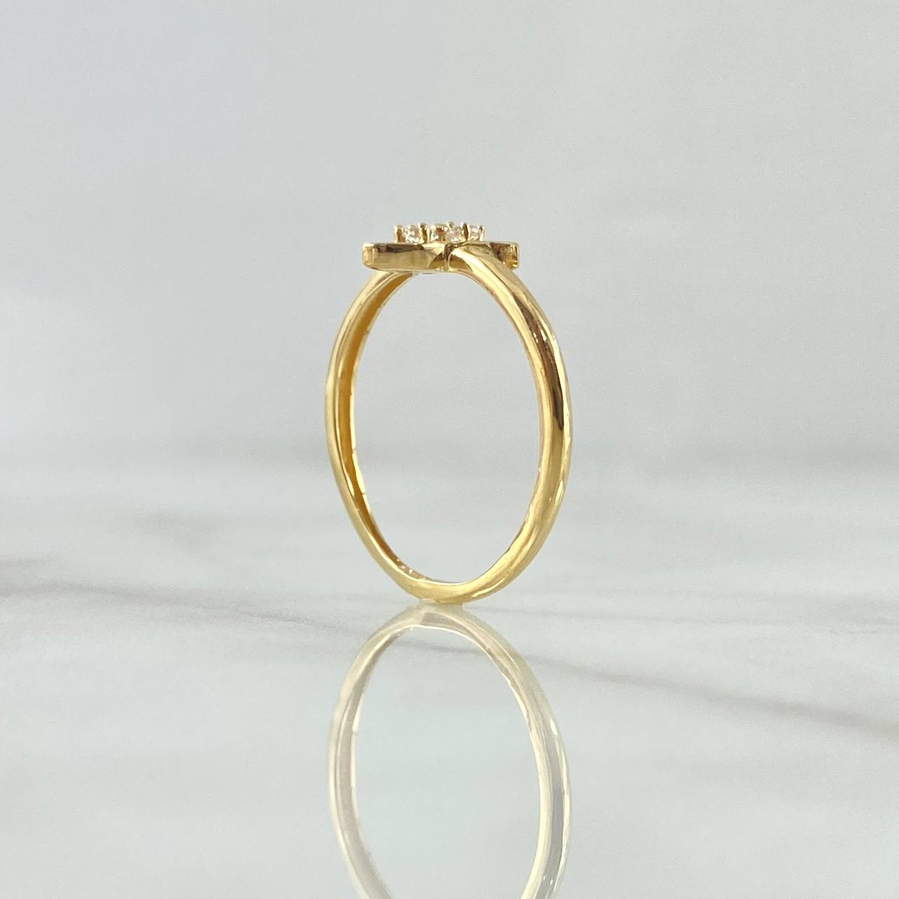 Anillo Flor Trillium 1.5gr / T7 / Circones Blancos Oro Amarillo 18K *