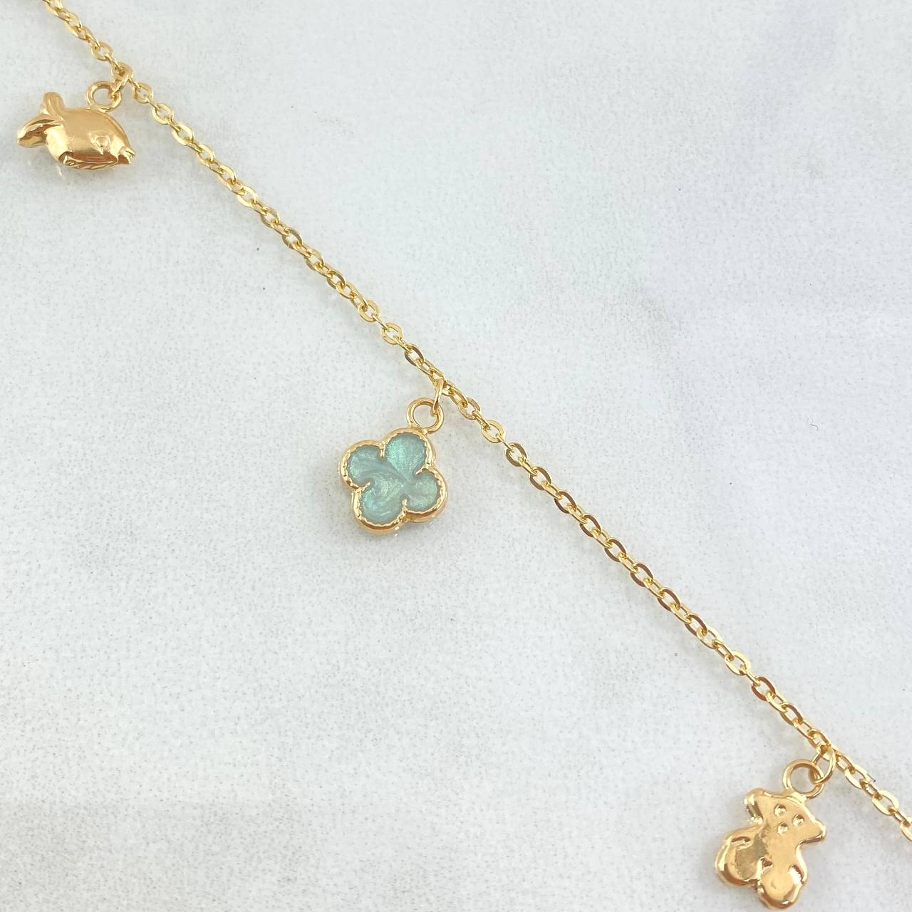 Tobillera Aro Seguido Dijes 3.25gr / 25cm / Oro 18K ©