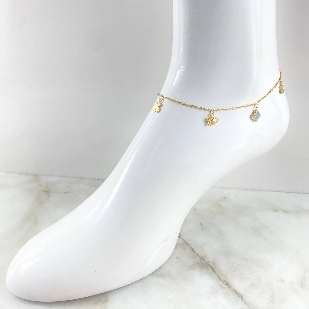 Tobillera Aro Seguido Dijes 3.25gr / 25cm / Oro 18K ©