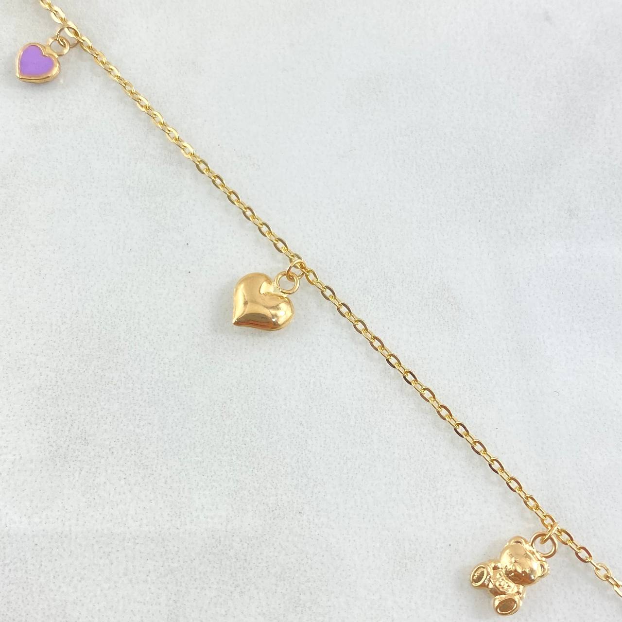 Tobillera Aro Seguido Dijes 3gr / 25cm / Oro 18K ©