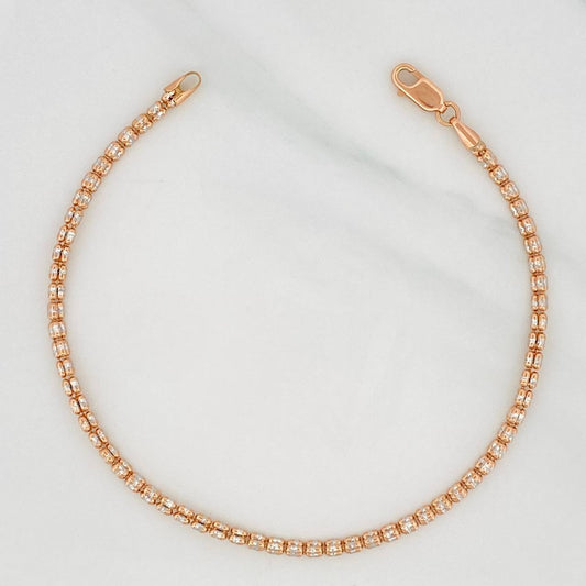 Pulso Ice 5g / 20.5cm / 1.3mm Dos Oros Blanco Rosa 18K