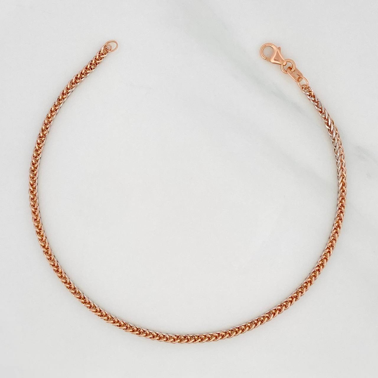 Pulso Franco 2g / 20cm / 1.85mm Dos Oros Blanco Rosa 18K